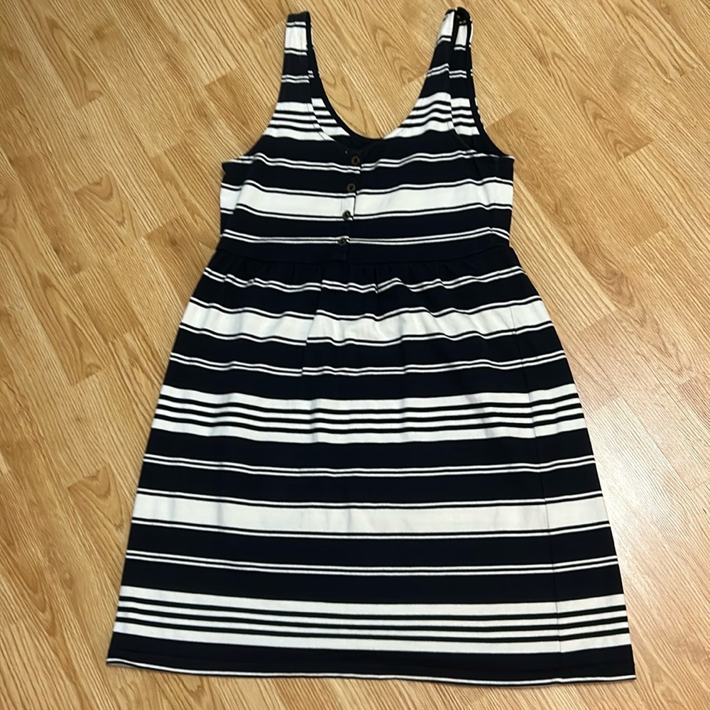 J. Crew Navy and White Striped Sleeveless Knit Dress